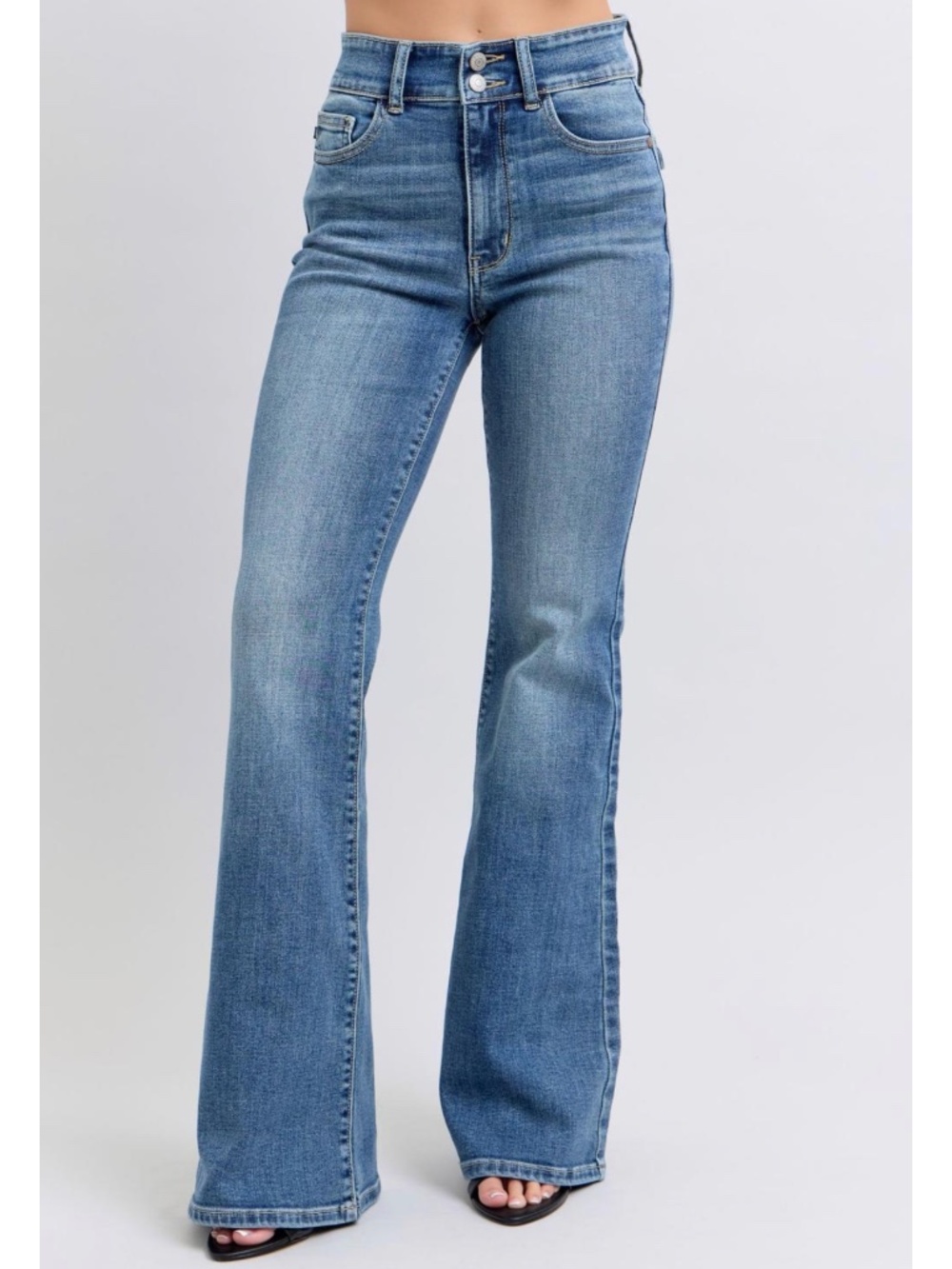 Judy Blue High Waist Double Button Tinted Flare Denim Jeans Size 27